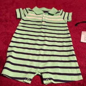Carter's Mint and Navy Striped Romper